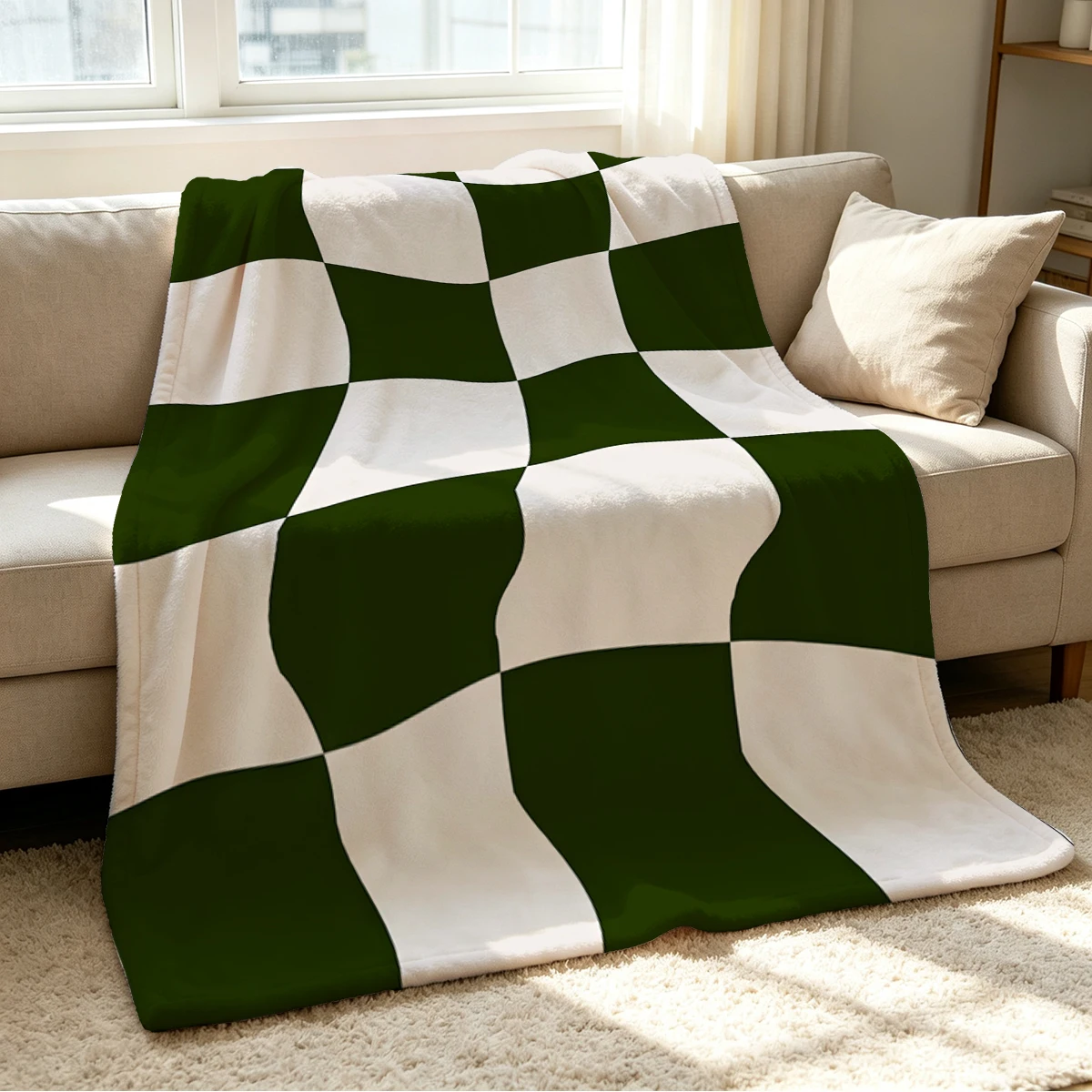 Distorted Grid Blanket Soft Cozy Throw for Sofa Bed Festive Holiday Decor Gift for Kids and Adults,Lightweight and Warm