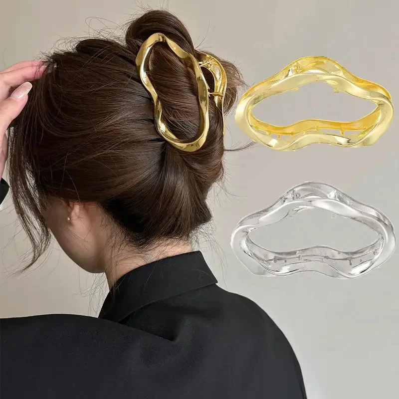 Cloud Shaped Hair Grab Clip Metal Hair Claw Irregular Ponytail Clip Anti Slip Shark Clip Simple Fashion Hair Styling Accessories