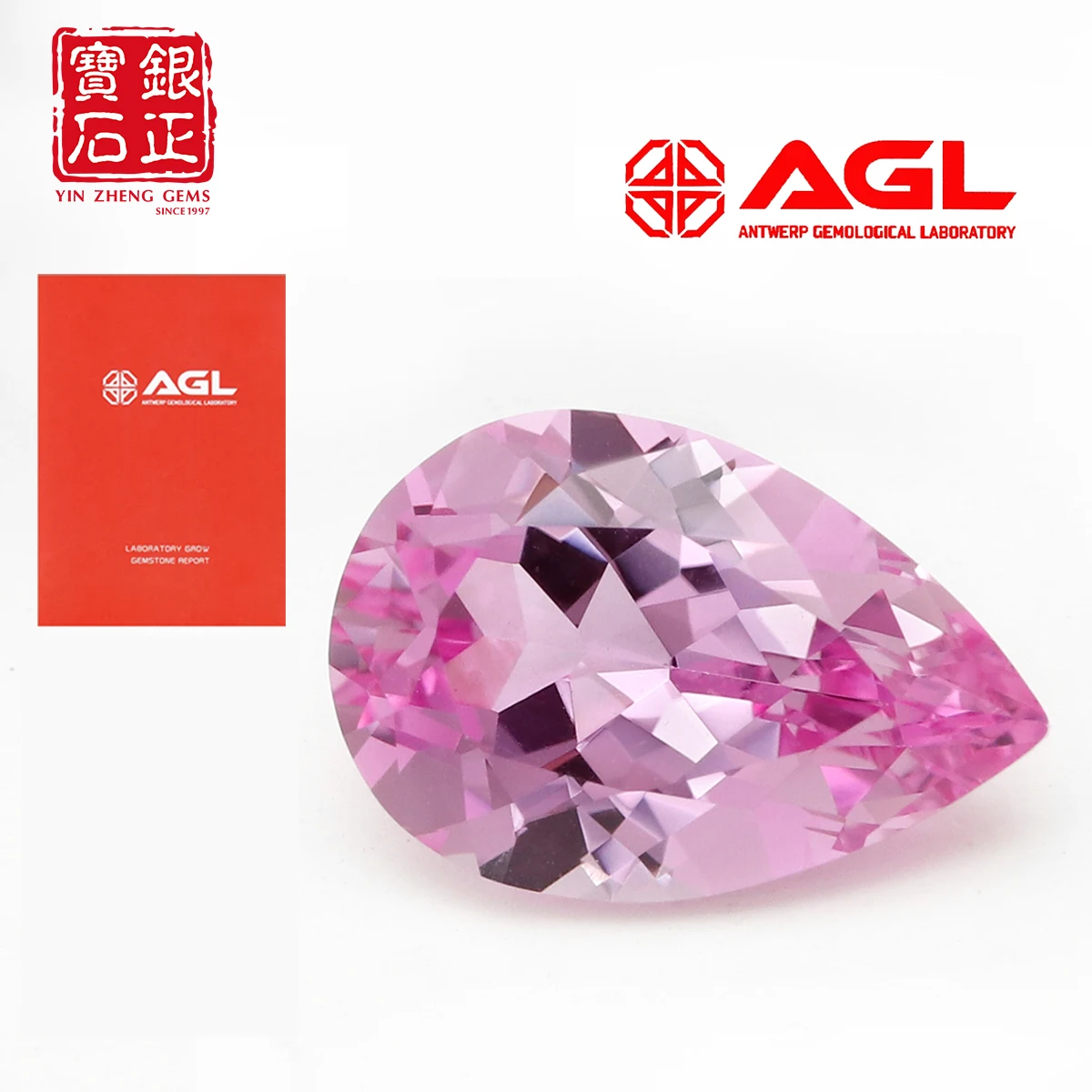 Lab Grown Pink Sapphire Pear Cut Stone Pink Flame Melted Loose Gemstone For Ring Pendant Jewelry Making With AGL Certificate