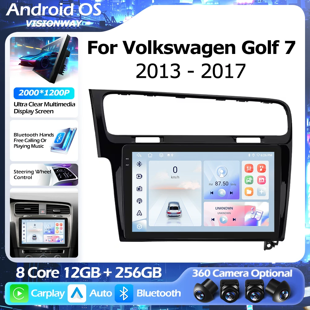 

Для Volkswagen VW Golf 7 2013-2017, 2000*1200P, 8-ядерный Android 16, GPS, интеллектуальный мультимедийный плеер, беспроводной CarPlay, WIFI, DSP