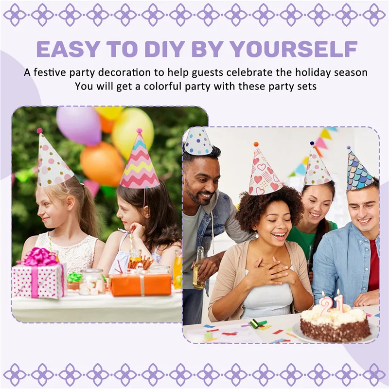 ABWR-8 шт., бумажные золотые фольги, конусные шляпы для вечеринки в честь Дня Рождения для взрослых и детей, украшение для вечеринки