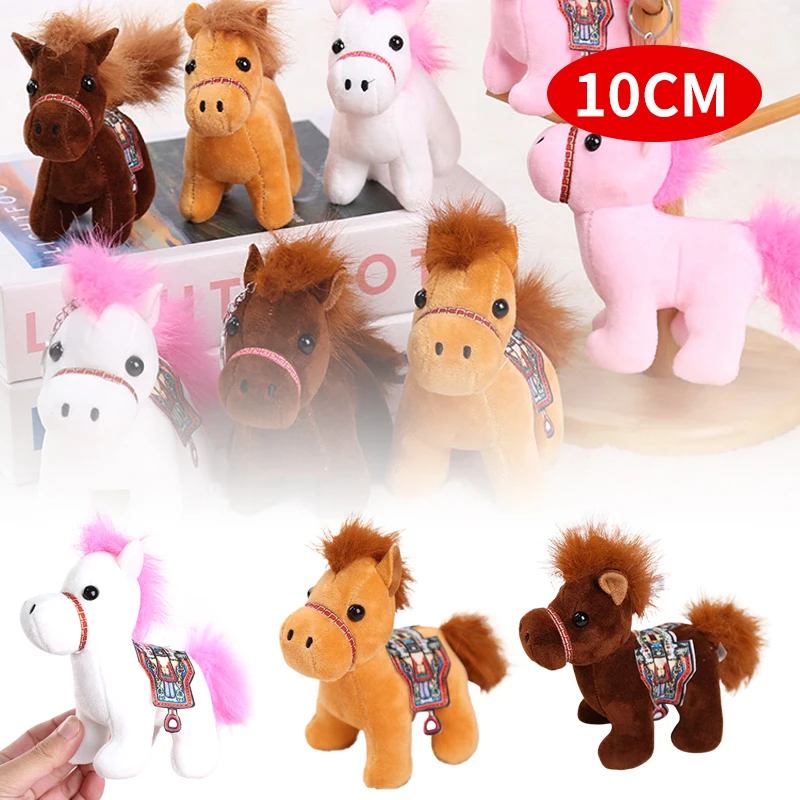 

Cute Mini Horse Pendant Keychian Plush Toy Kawaii Simulation Animal Fluffy Stuffed Doll Bag Decor Children Zodiac Horse Gifts