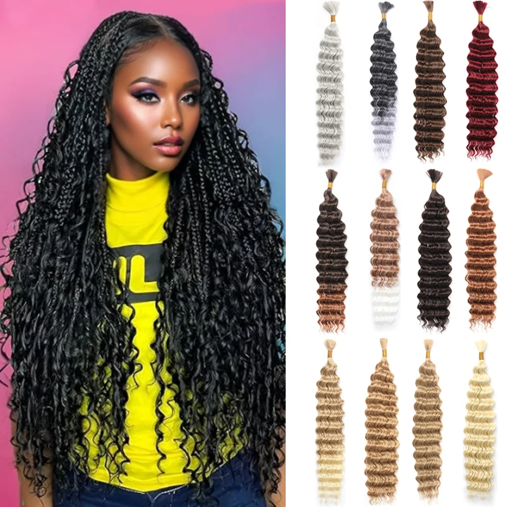 Deep Wave Braiding hair  Synthetic Braided Hair Extensions French Curls Pre Stretched Hair For Braiding