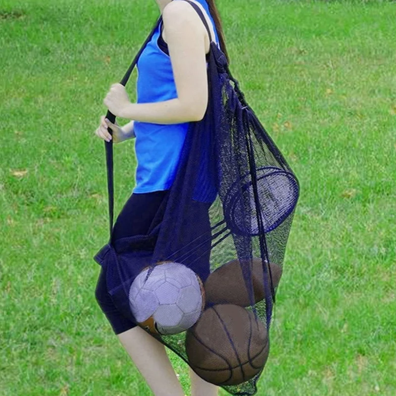 Bolsa de red de gran capacidad para pelotas deportivas, red de almacenamiento para pelotas de juguete para niños, fútbol, baloncesto, voleibol, 72x100cm