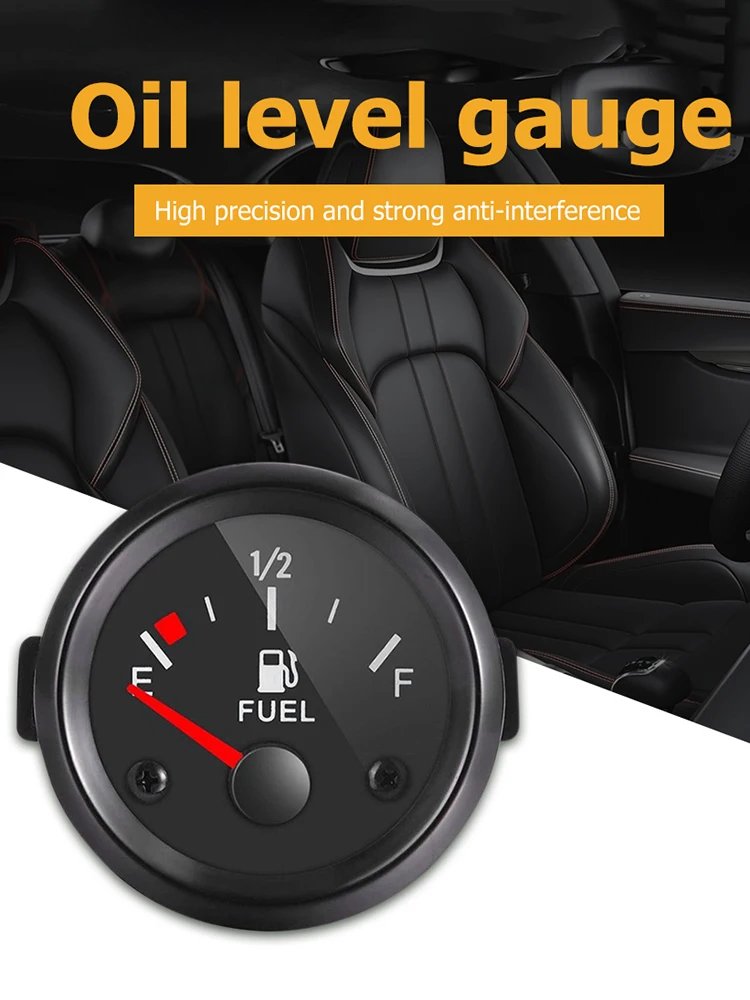 العالمي سيارة مقياس مستوى الوقود الأبيض الخلفية السيارات الوقود متر 12/24 فولت مؤشر خزان النفط متر IP67 مقاوم للماء لقارب يخت #3