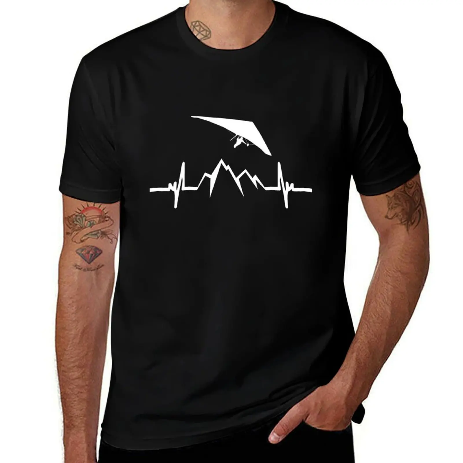 

EKG shirts hang man cotton t pilot shirt graphic heartbeat Hang gliding man t man shirts glider summer T-Shirt T-Shirt t