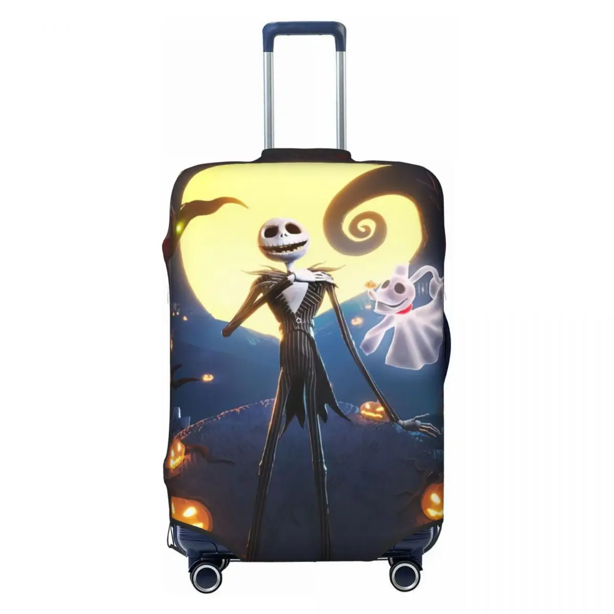 

Horror Christmas Nightmare Skellingtons Suitcase Cover Dust Proof Halloween Skeleton Travel Luggage Covers for 18-32 inch