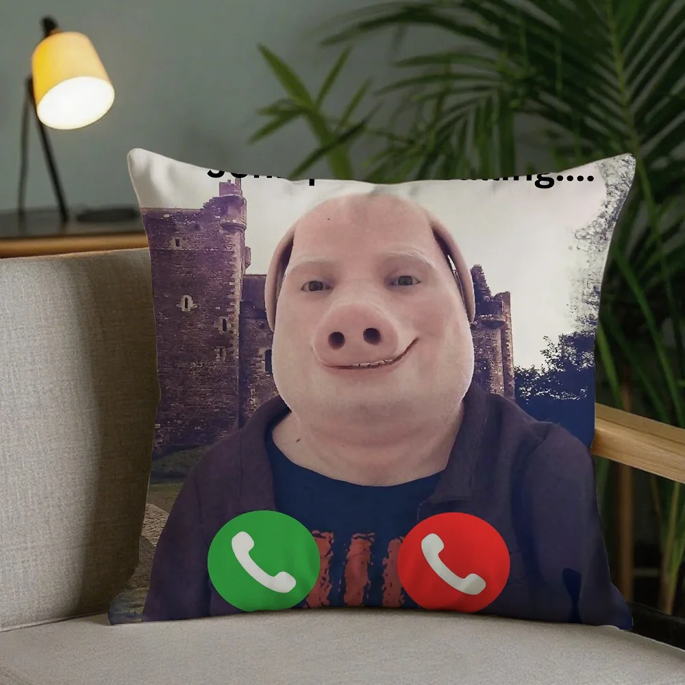 John Pork Is Calling Pillow Case Square Pillowcase Double-Sided Printing Short Plush Sofa Cushion Bedroom Bedside PillowCover