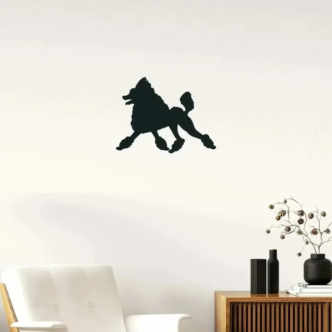 Poodle Dog Silhouette Metal Wall Sign, Indoor Outdoor Wall Decor for Living Room Home Ornament