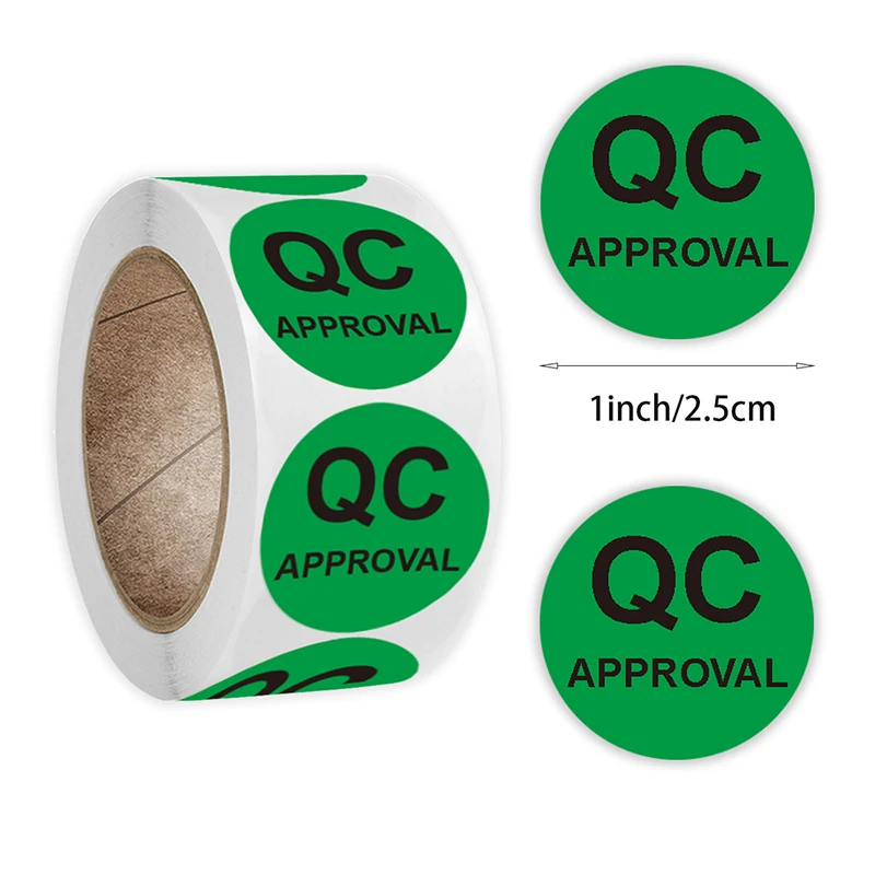 500Pcs/Roll QC Quality Inspection Sticker 2.5cm/1inch Color Round Product Check Sticker Label For Business QC PASS/QC HOLD