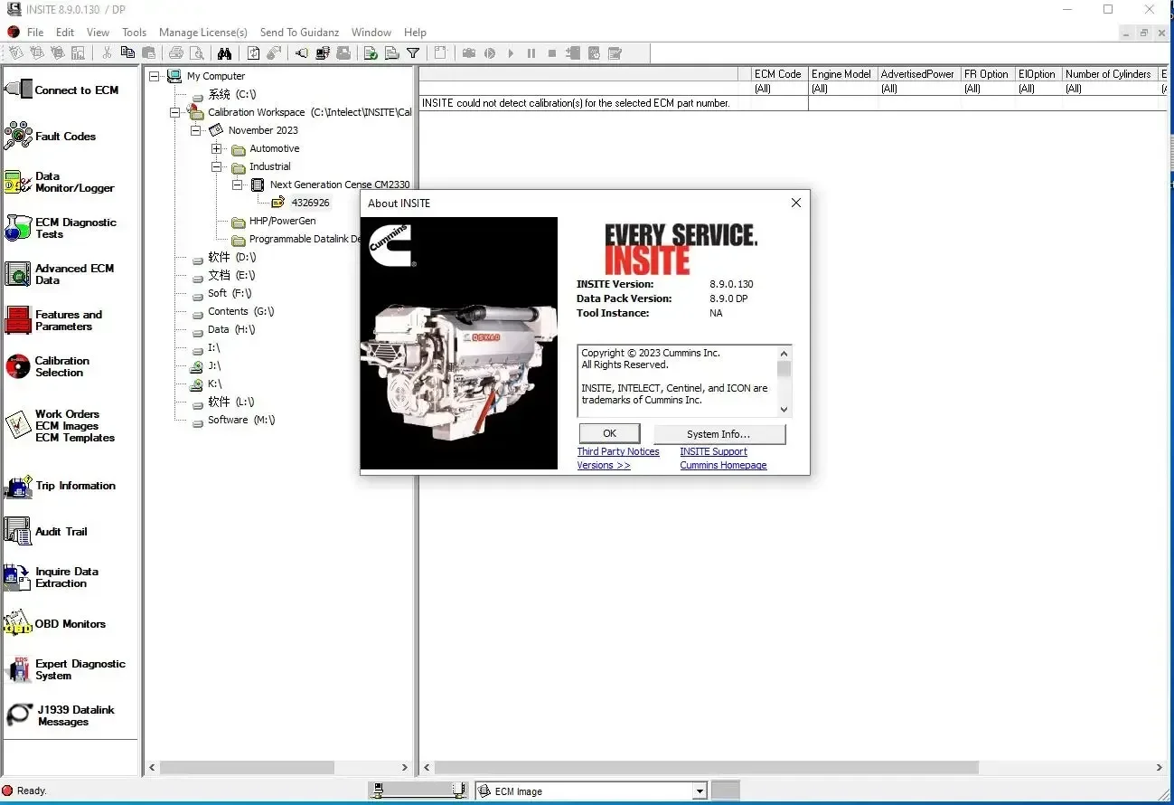 Nieuwste Cummin Insite 8.9 PRO Keygen Engine Diagnostic Software Foutcode Motortests Aanpassing Verwijder ECM Zap-It Geen verval