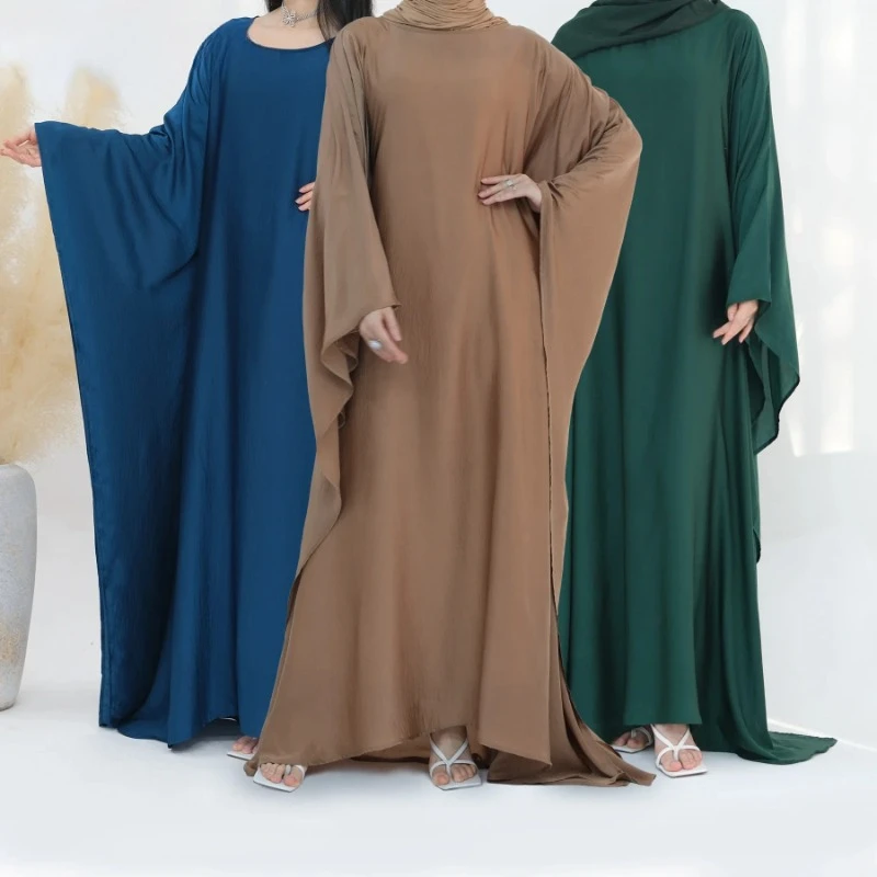 

2024 New Dubai Abaya for Muslim Women Elegant Femlae Party Waist Up Bat Sleeve Dress Casual Loose Islam Modest Dresses