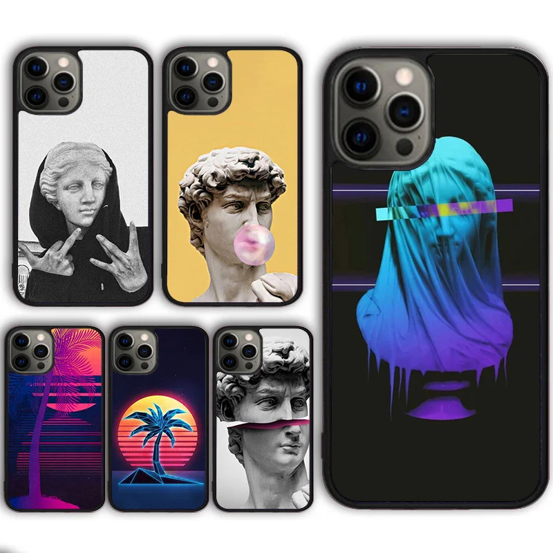 Neon Vaporwave Art Phone Case Cover for iPhone 16 15 SE2020 13 14 11 12 Mini Pro Max 6 7 8 Plus  coque fundas Shell