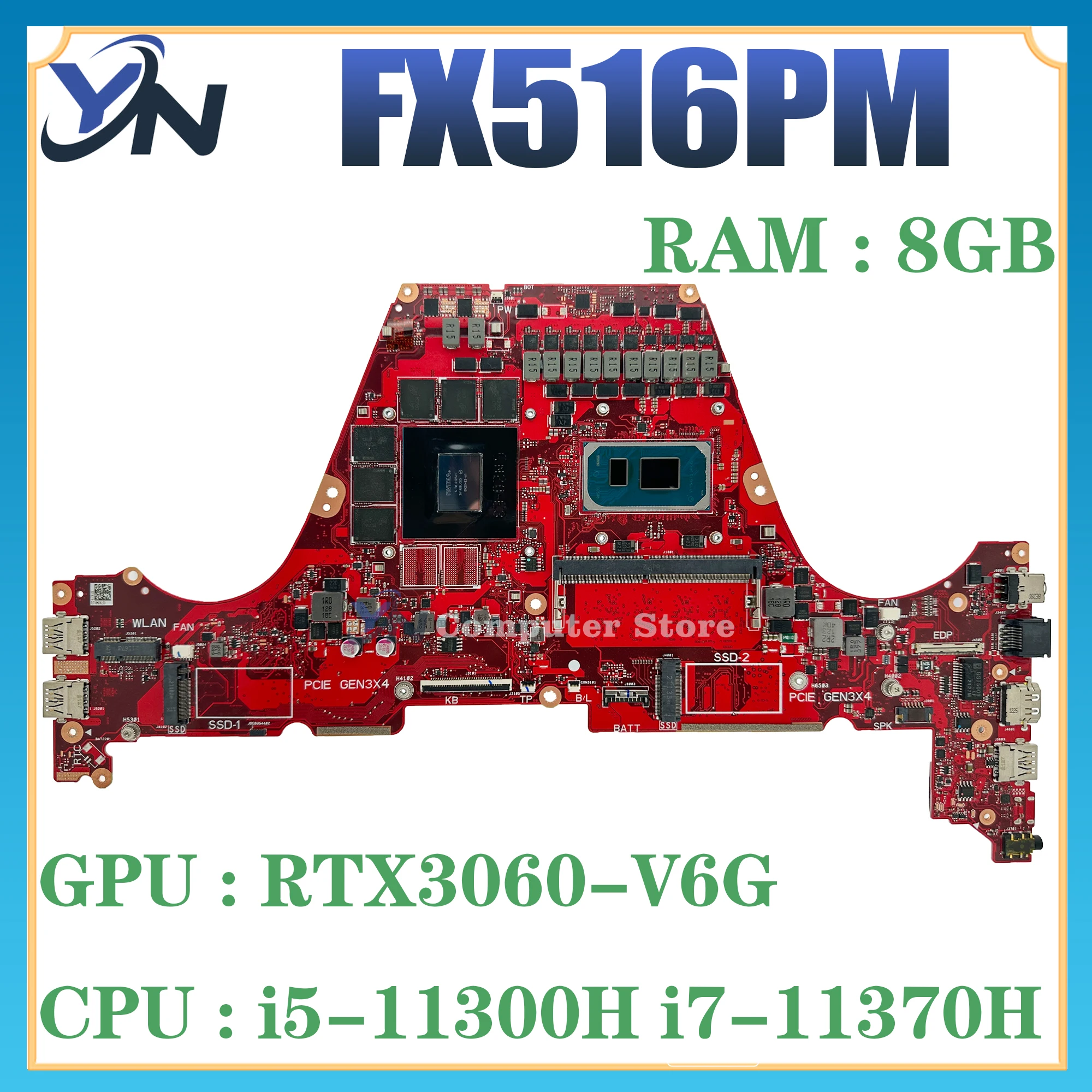 Imagem -02 - Placa-mãe do Portátil Mainboard Fx516 Fx516p Tuf516pm Tuf516pr Tuf516pe Fx516pm Fx516pez Fx516pe Fx516pr Fx516pcz Fx516pc i7