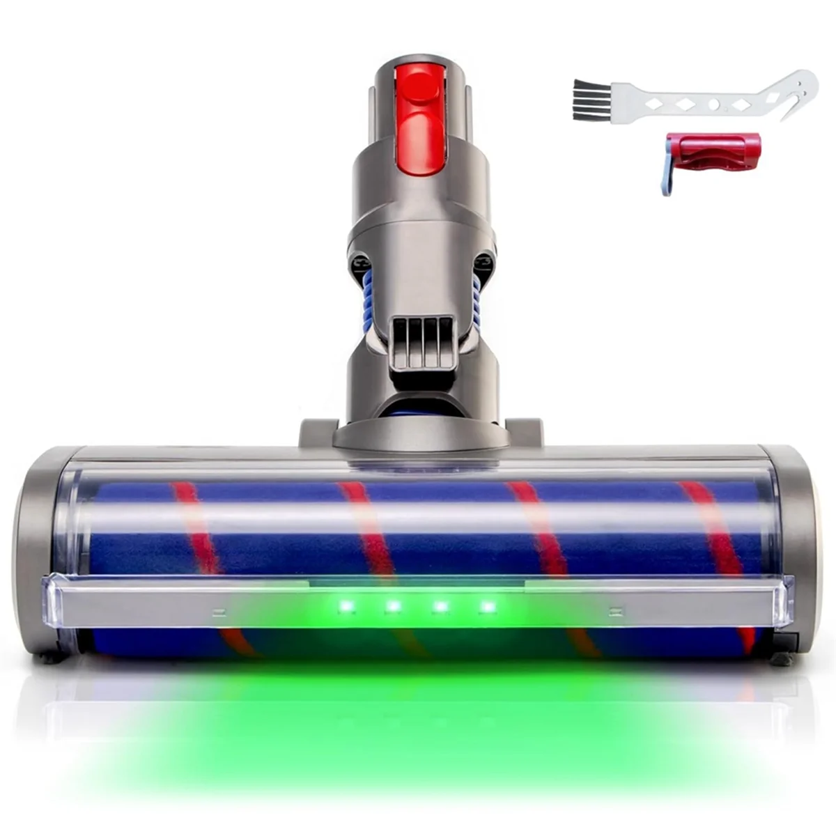 Spazzola a rullo morbida con testina di pulizia per Dyson V7 V8 V10 V11 G5 Attacco per aspirapolvere senza fili con luci LED antipolvere per pavimenti duri