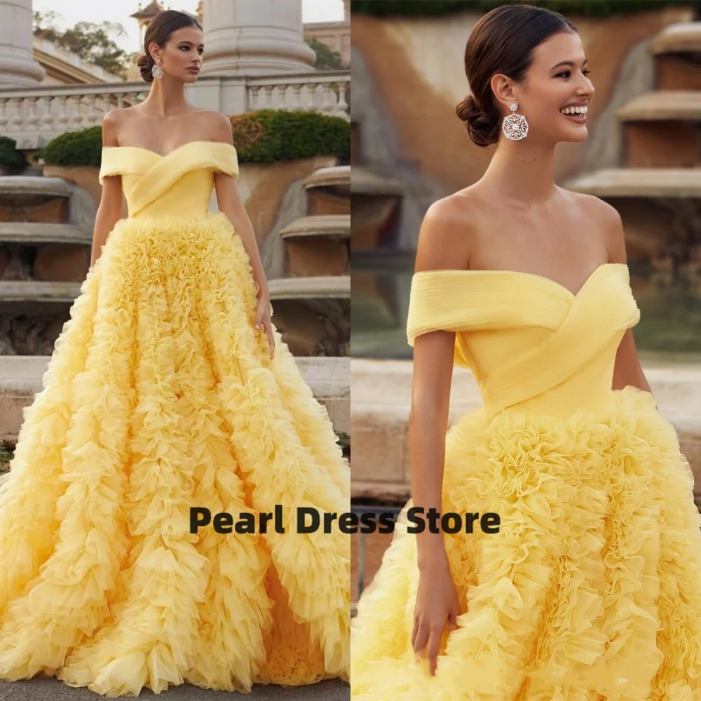 Vestido de fiesta elegante con hombros descubiertos, vestido de fiesta imperio hasta el suelo, manga corta, vestidos de noche formales a la moda