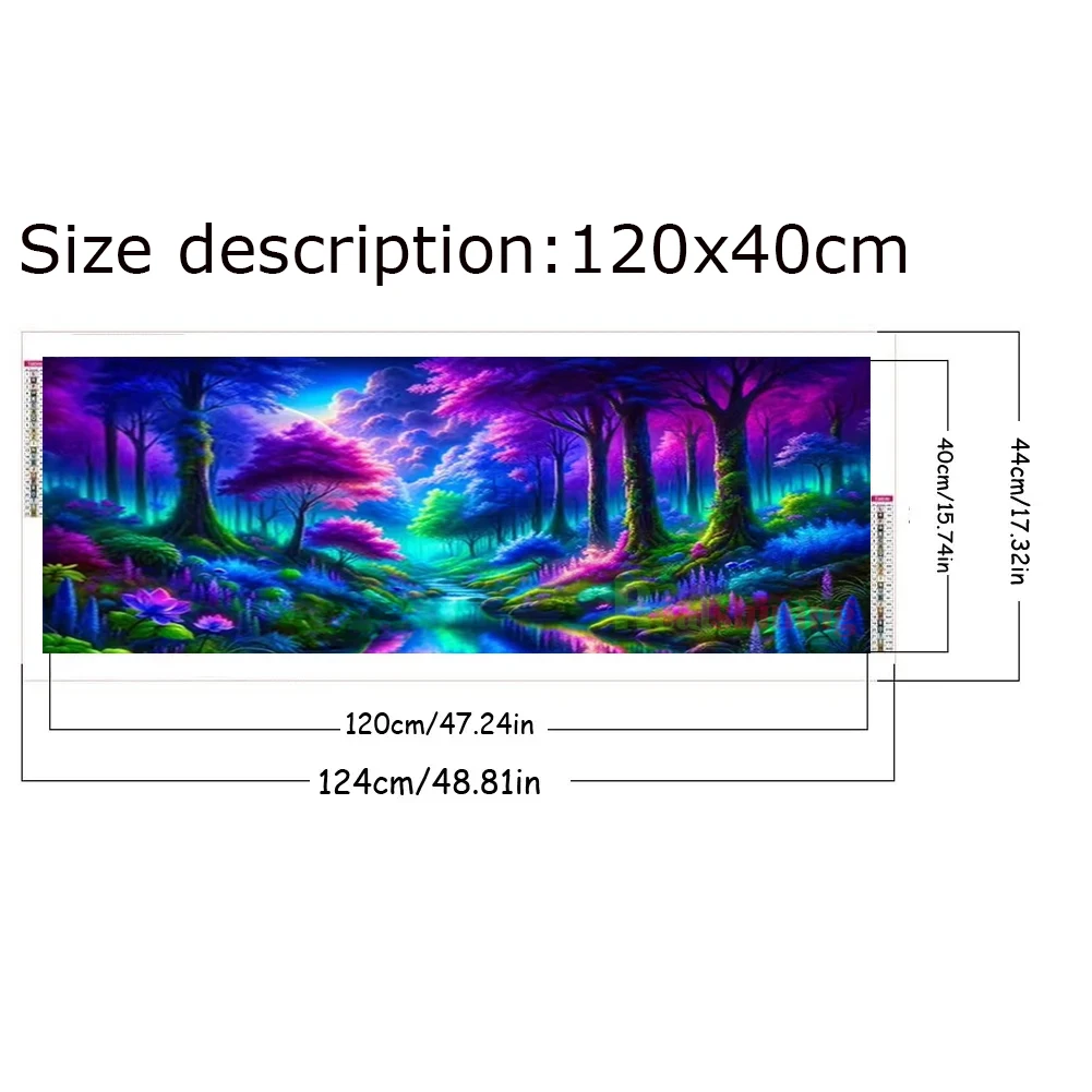 Blooming Flower Tree Landscape 5D DIY Large Diamond Painting Magical Garden Forest Waterfall,Full Square Round Drill,Embroidery