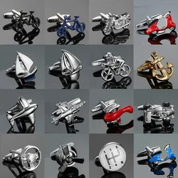 High quality men's French shirt cufflinks aircraft ships racing car anchors cuffs button business suit accessories jewelry gifts