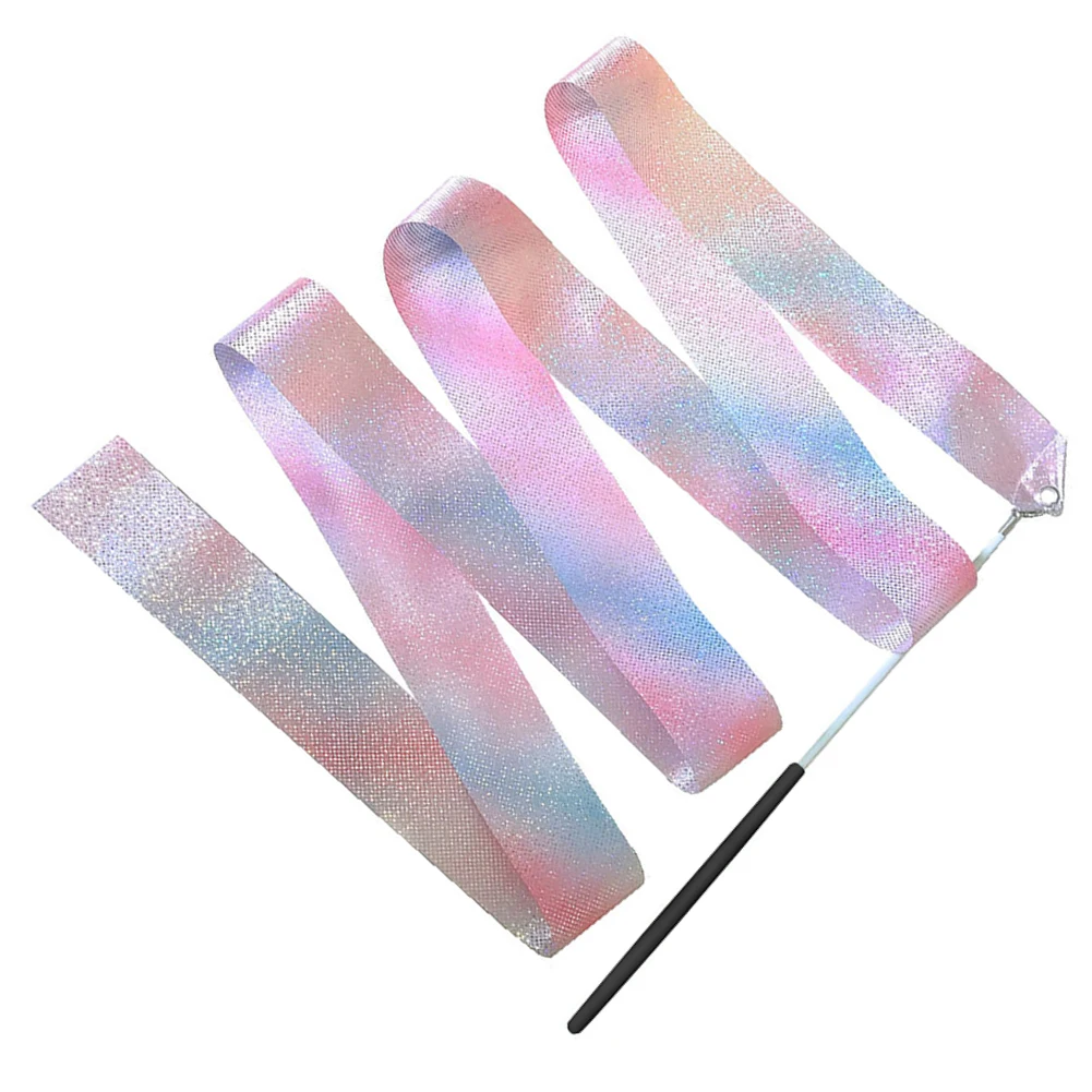 2/4M Flashing Dance Ribbon with Wand Colorful Gymnastic Ribbon Multifunction Sparkling Dance Ribbon Aesthetic for Talent Shows