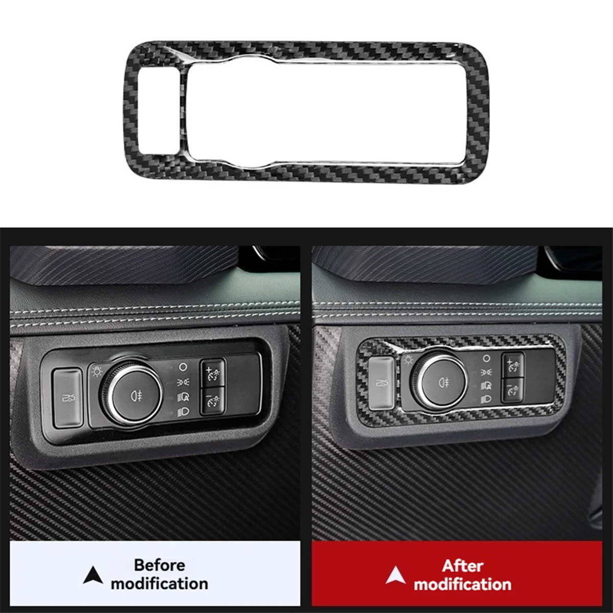 Carbon Fiber Car Dashboard Headlight Switch Frame for Ford Mustang 2024 Car Interior Accessories LHD