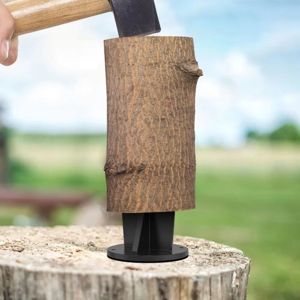 High Carbon Steel Firewood Splitter Heavy Duty Round Base Log Splitter Easy Installation Compact Size Kindling Splitter