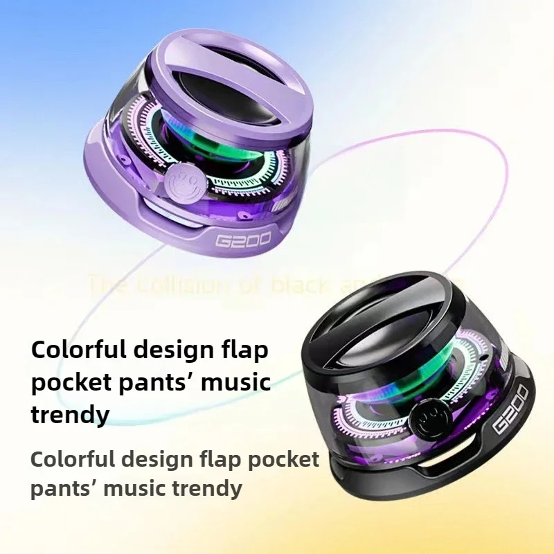 Portable Magnetic Bluetooth-compatible Speaker Mini Travel Stereo Speaker with RGB Color Light Outdoor Speaker with Phone Holder