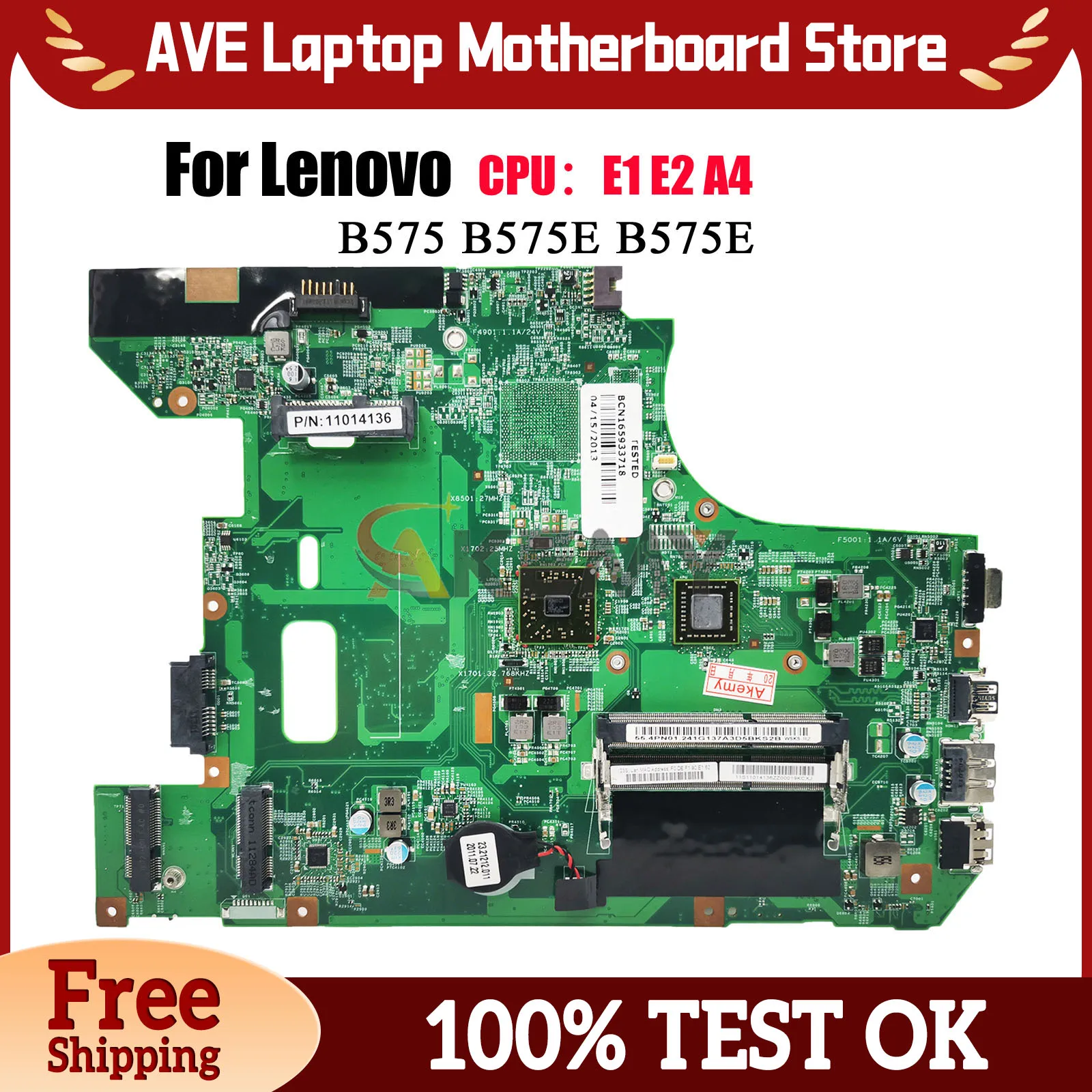 

B575E для Lenovo Ideapad B575 B575E, материнская плата для ноутбука с процессором AMD DDR3, 100% полностью протестирована