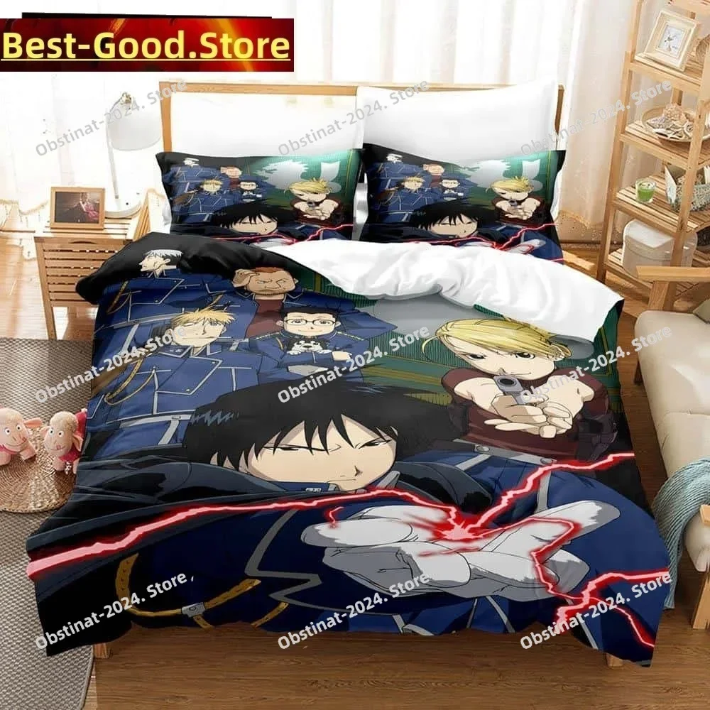 3D Cartoons Fullmetal Alchemist Bedding Set Duvet Cover Full Queen King Size Pillowcase Bed Print Aldult Kid Bedroom Single Twin