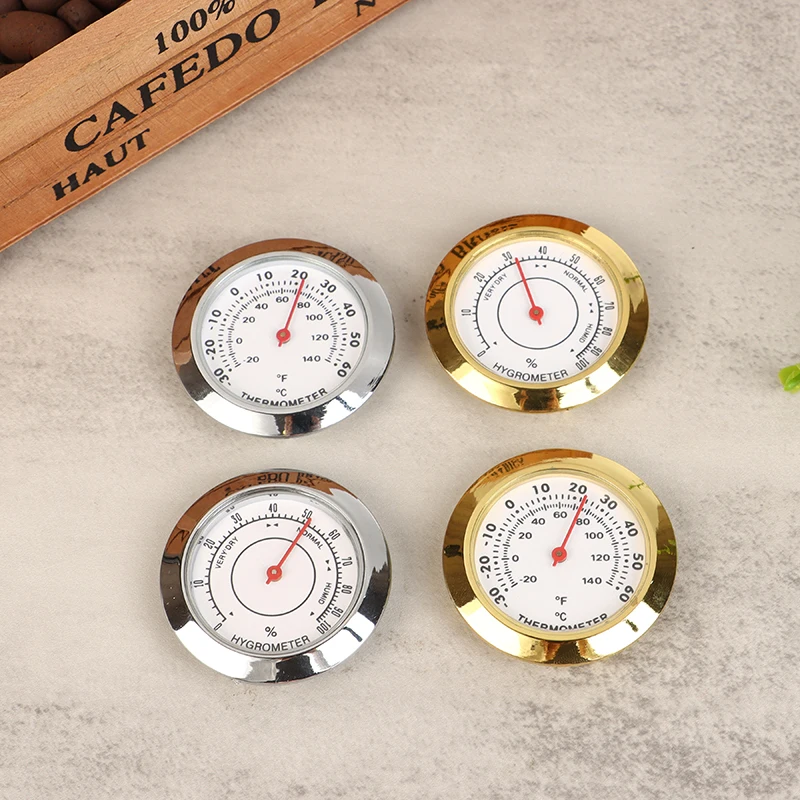 Diameter 43mm Round Thermometer Hygrometer Embedded Clock Gall Temperature And Humidity Meter To Measure Tea Boxes---30+60（℃）