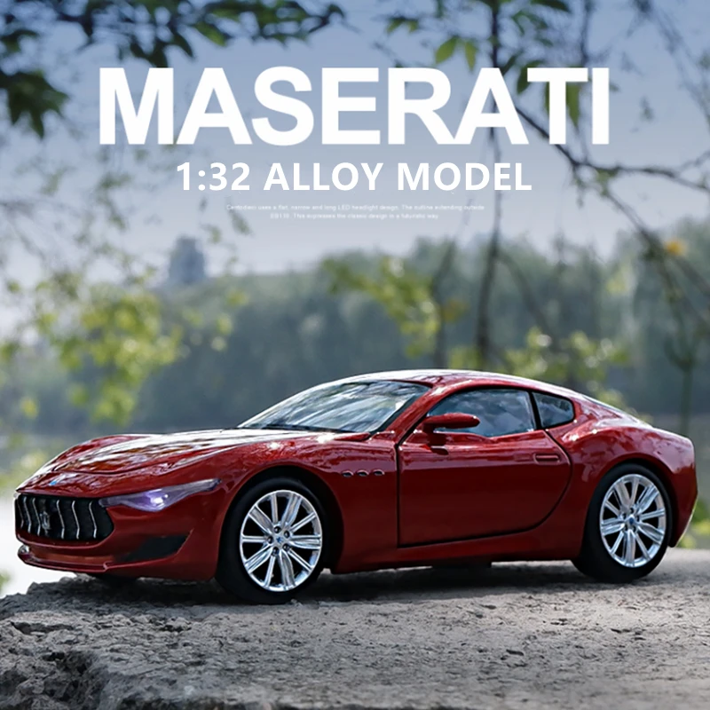 

1:32 Maserati Alfieri модель спортивного автомобиля из сплава, Литые металлические игрушечные автомобили, модель автомобиля со звуком и искусственным подарком