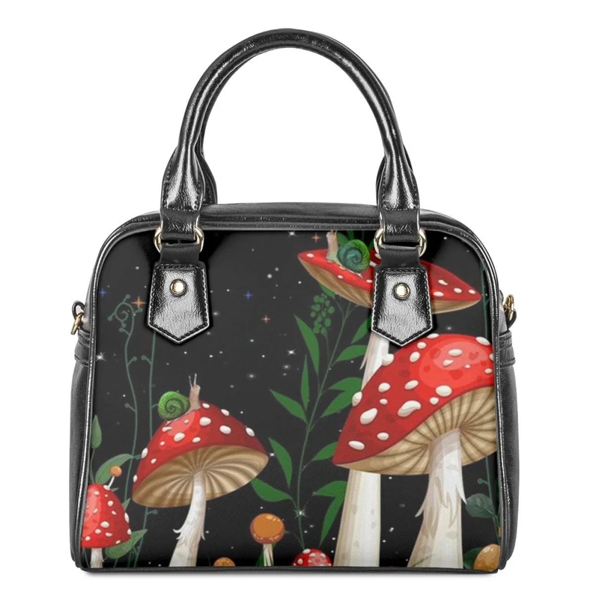 PU Leather Crossbody Bags for Ladies New Plant Mushroom Pattern Printed Shoulder Bag Women\'s Casual Shopping Travel Handbags