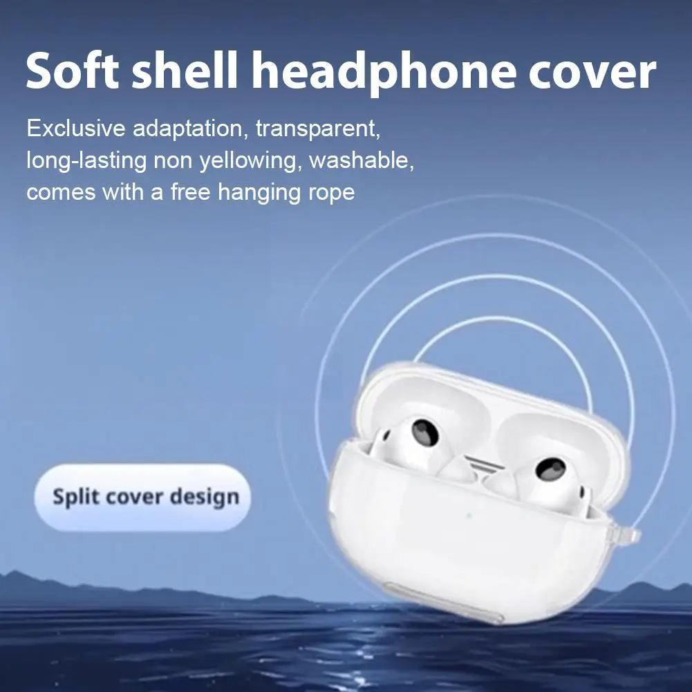For HUAWEI FreeBuds Pro 5 Clear Soft Shell Earphone Cover Split Type High Transparency Ice Crystal Soft Shell