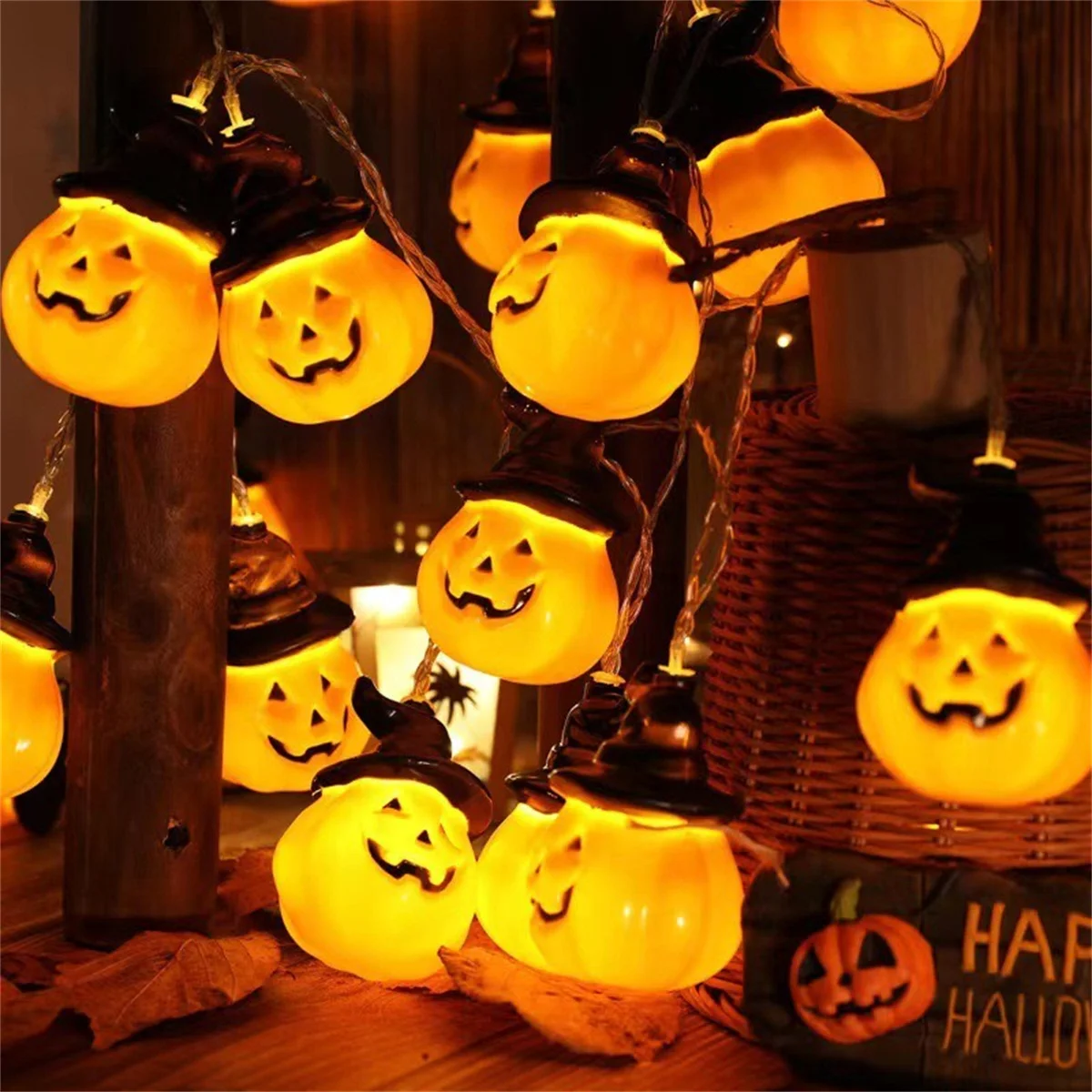 Halloween Classic Pumpkin Lantern Festival Party Atmosphere Decorative Lamp 1.5m 10LED Fun and Wonderful Night