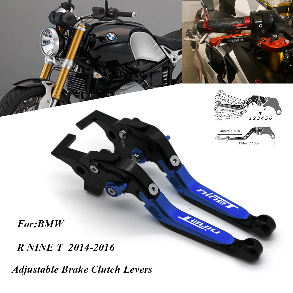 

Motorcycle Accessories CNC Adjustable Folding Extendable Brake Clutch Lever With logo For R NINE T ninet R9T 2014-2016