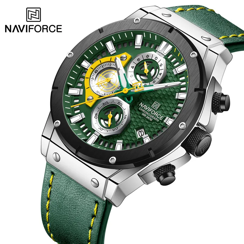 

Top Brand NAVIFORCE Watch for Men Waterproof Leather Strap Luxury Quartz Male Wristwatches Luminous Relogio Masculino 2023 Trend