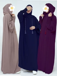 Robe Abaya en lin pour femmes musulmanes, caftan modeste, hijab, chauve-souris, tiens imar, Eid Dubai, 2024