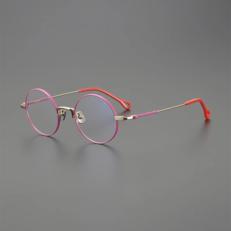 Niche two-color ultralight titanium glasses frame fashion literary commuter retro small round frame prescription myopia glasses