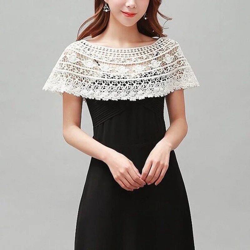 

Women's Knit Hollow Out Lace Shawl Wrap Sunflower Design Wedding Bridal Evening Dress Shrug Poncho Elegant Fashion Accessory