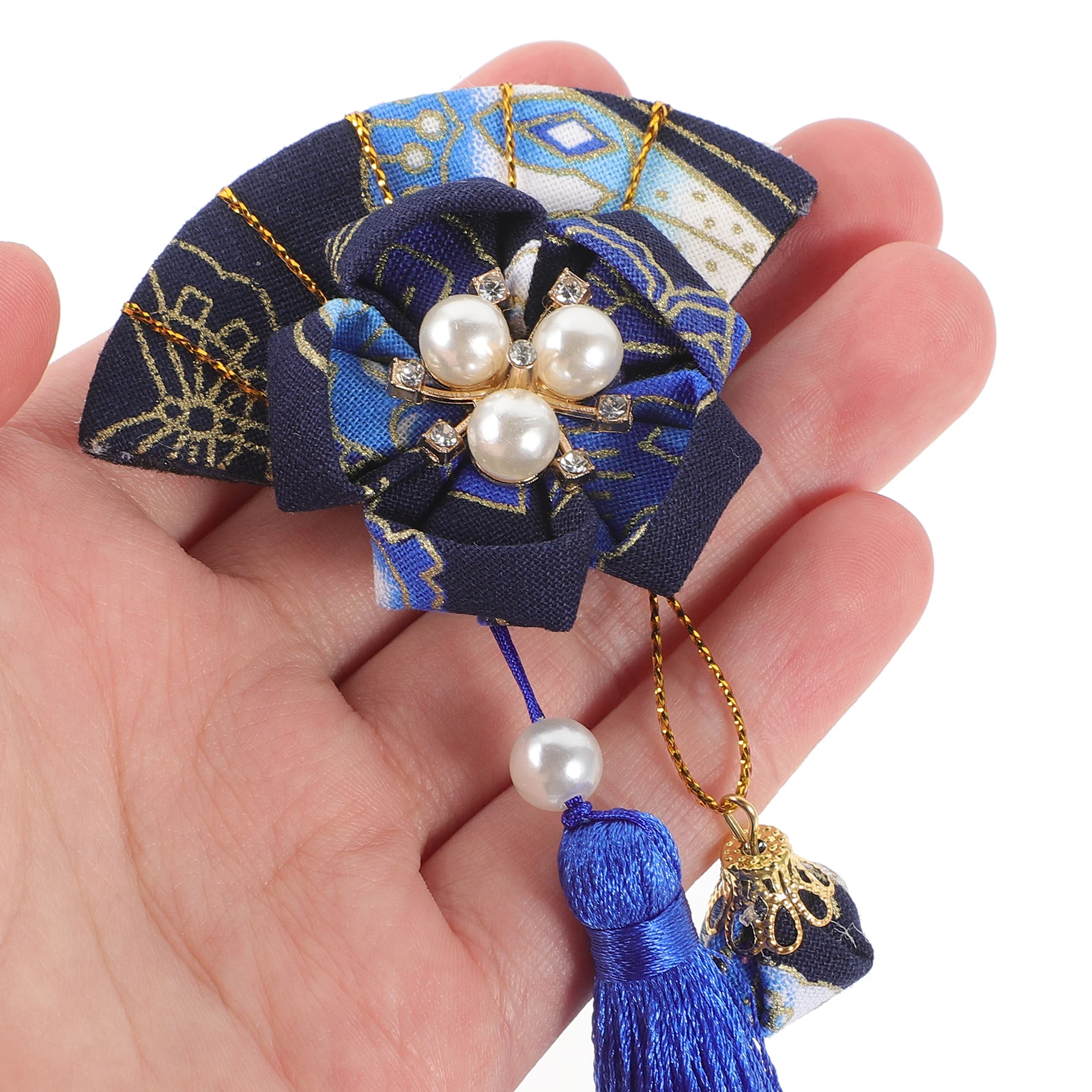 

Fan Headdress Hair Card Japanese Hairpin Tassel Barrette Ornament Clips Flower Asian Accessories for Women