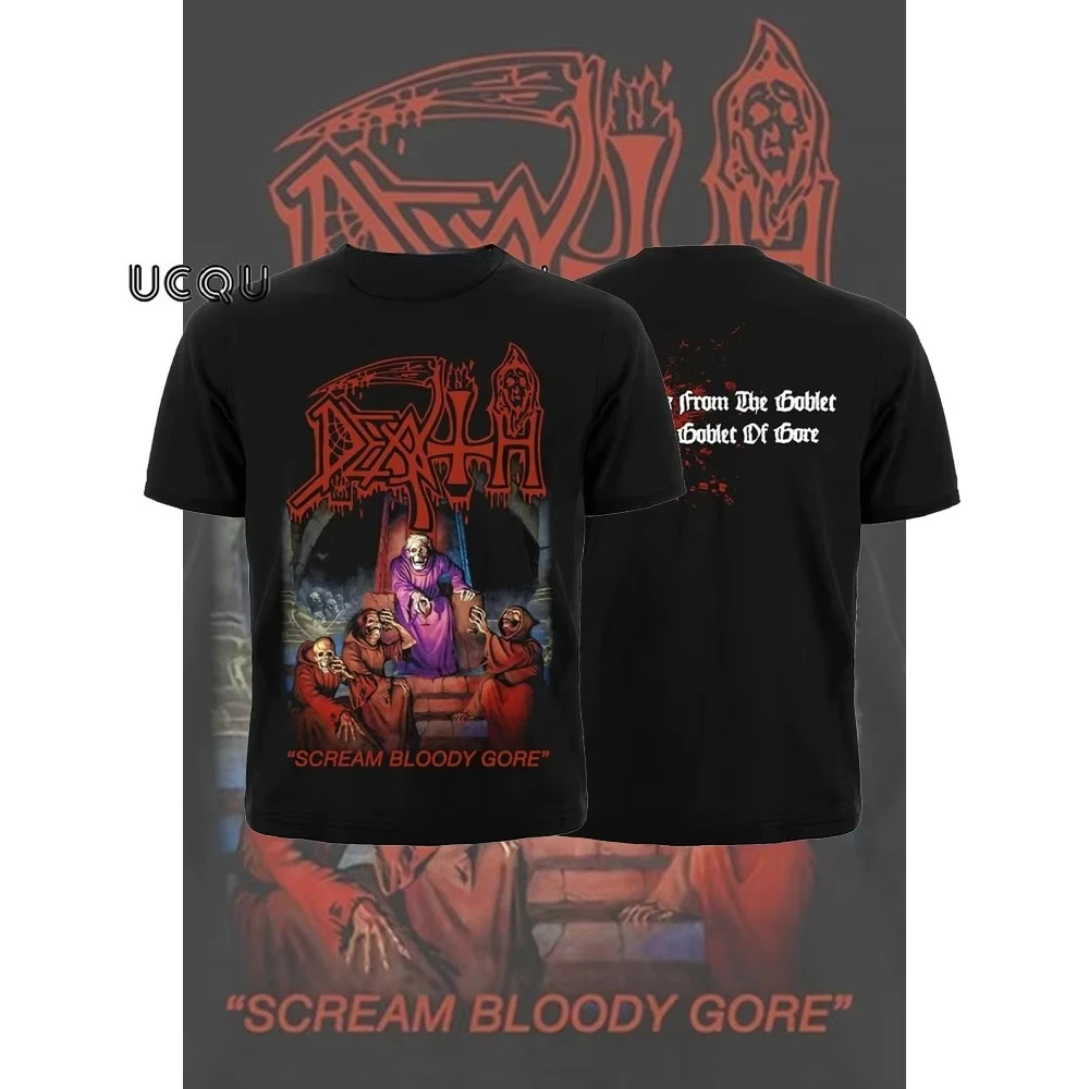 

Хлопковая футболка с кровавым принтом Death Scream, классическая ретро-хип-хоп рок-группа, повседневная универсальная мужская и женская футболка с короткими рукавами