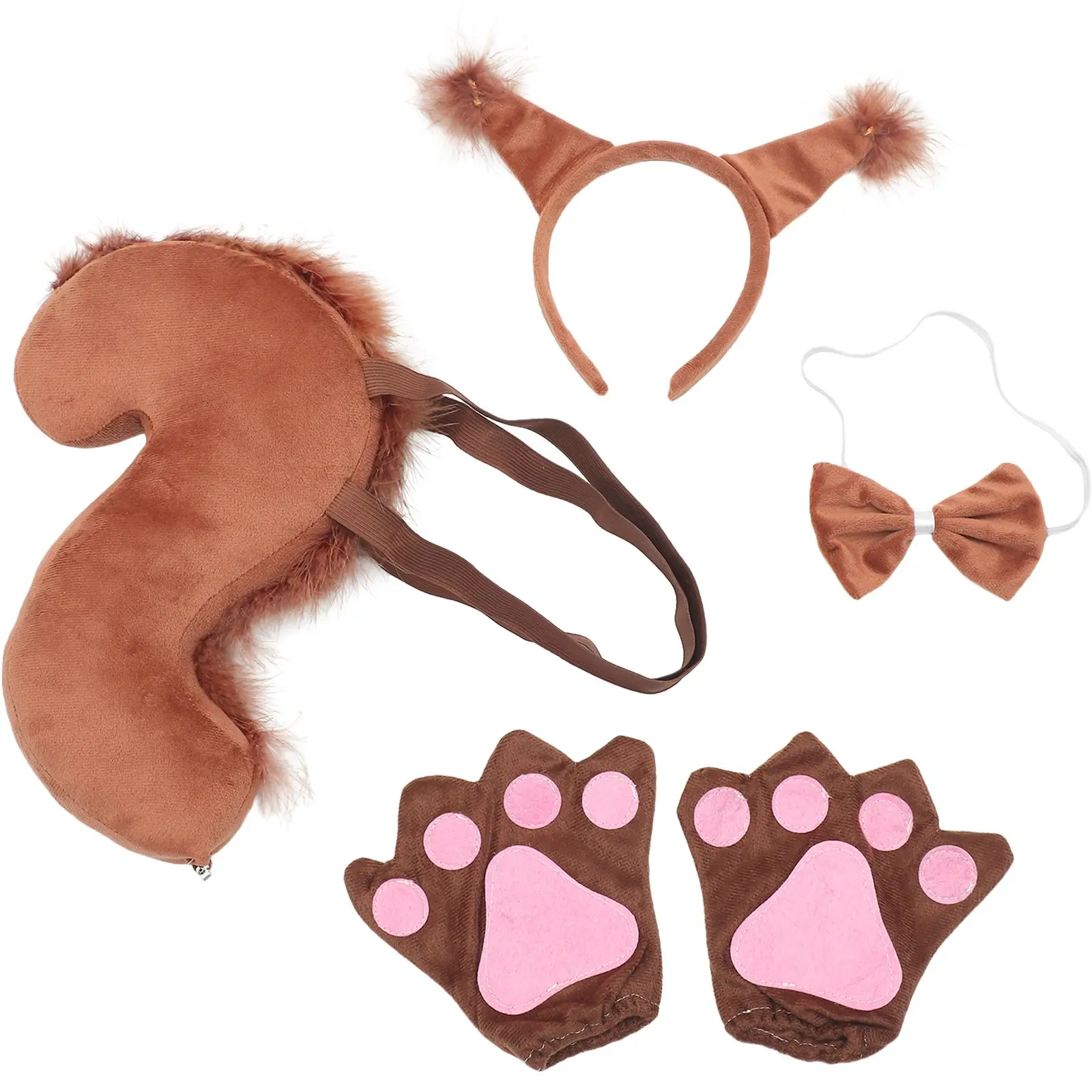 

Squirrel Headband Costume for Kids Plush Tail Prop Ear Animal Photo Props Cosplay Decor Accessory