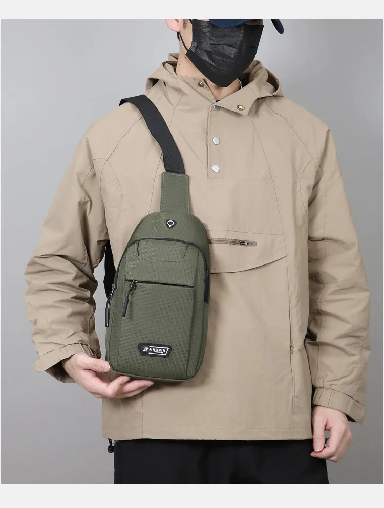 

Men Waterproof Nylon Chest Crossbody Bag Lightweight Sling Shoulder Bag Multi Pocket Travel Outdoor Sport Casual Backpack