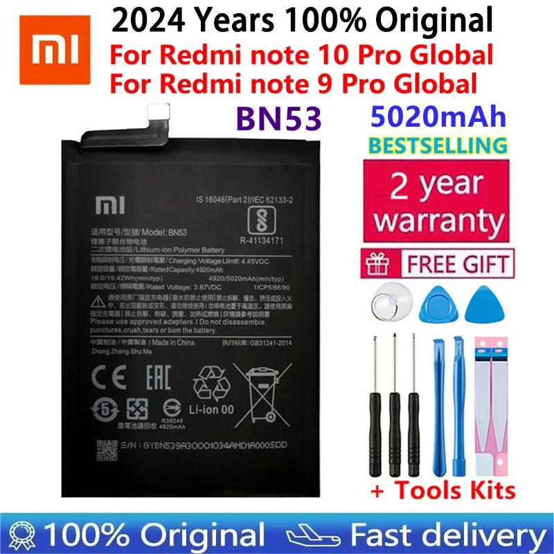 

100% Original 5020mAh BN53 Battery for Xiaomi Redmi note 10 Pro global / note 9 Pro global replacement Batteries Fast Shipping