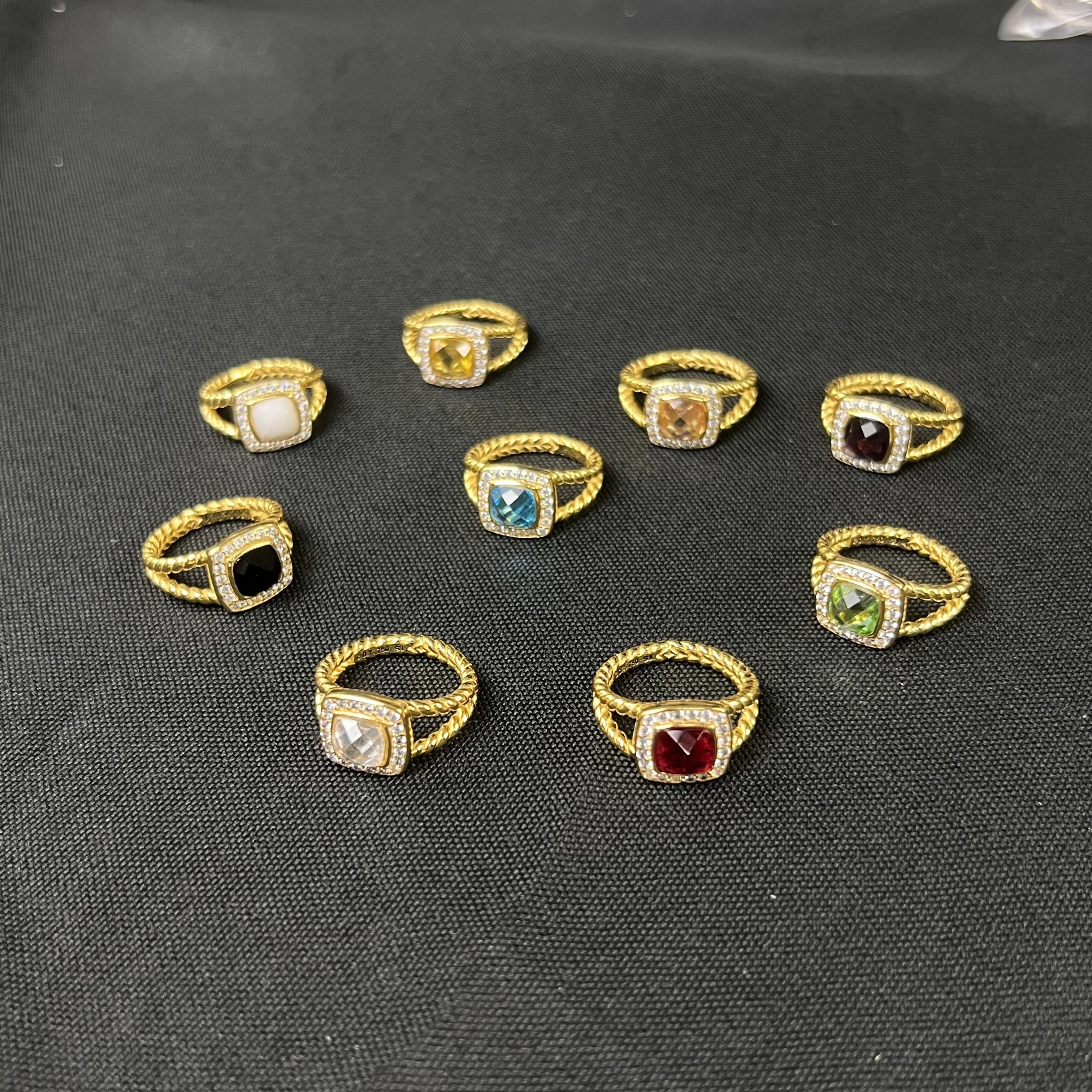 

S925 sterling silver 2025 new gold square diamond crystal ring neutral fashion trend retro personality luxury jewelry gift