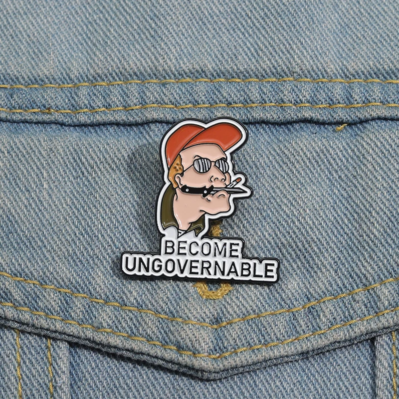 Become Ungovernable Character Enamel Pins Funny Man Wearing A Hat Metal Brooch Backpack Lapel Badge Jewelry Accessories Gift