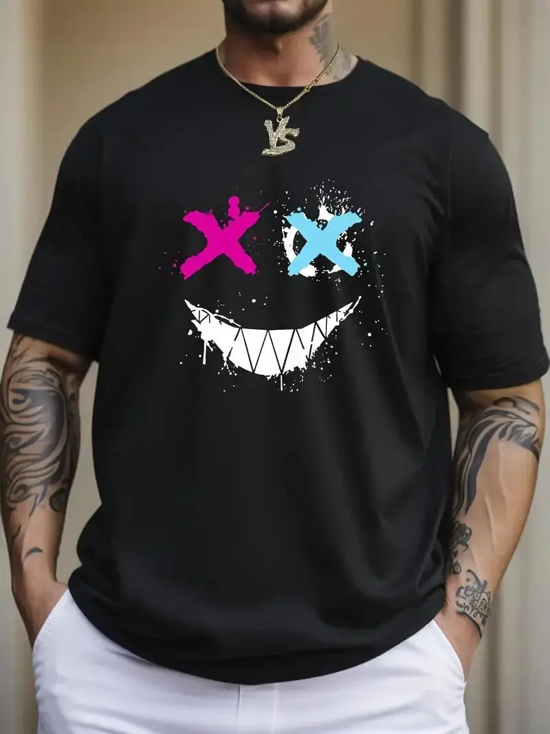 

Cross Eyes Smile Face Print Men's Graphic T-Shirt Casual Comfy 3D Tees Streetwear Tshirts for Summer Men Oversized Clothing Tops