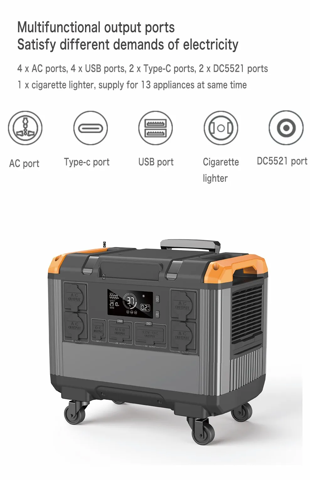 Fast Charge EU 230V Home UPS 3000W solar generator portable power station lifepo4 battery For Camping Emergency