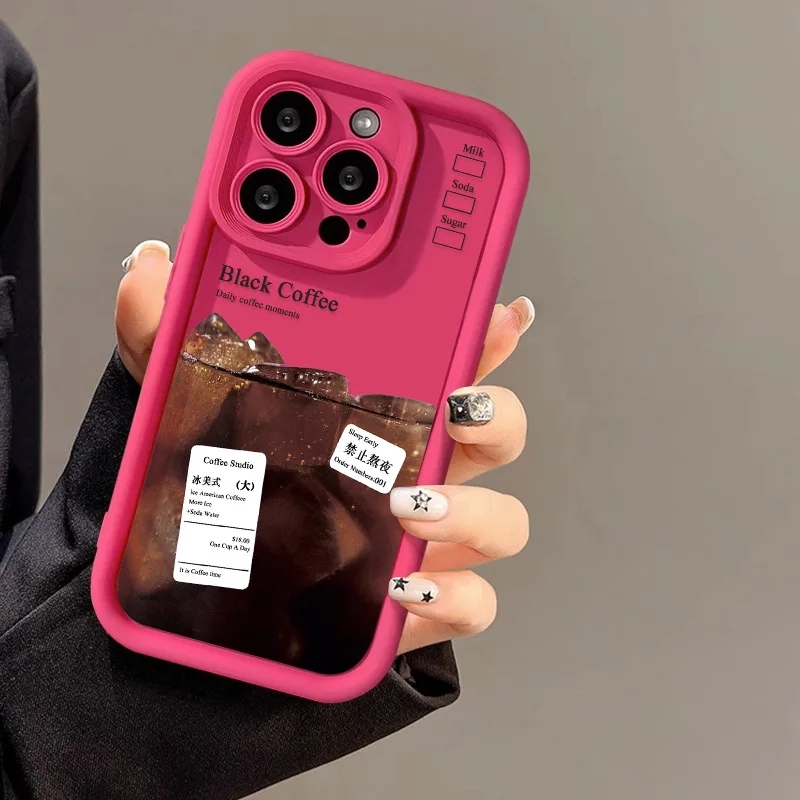 Ice Coffee Painted Case For iPhone 11 14 12 13 15 Funda 15 Pro Max X XR XS Max 8 7 14 15 Plus SE 2020 2022 iPhone11 Bumper Cover