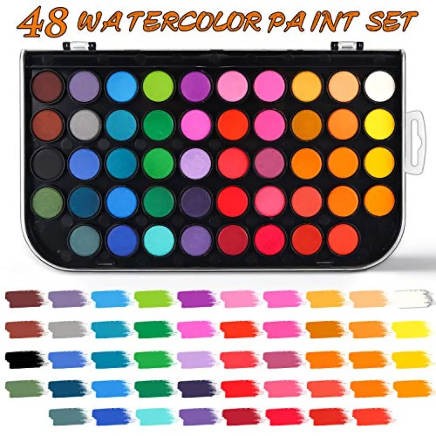 Colors, Washable WaterColor Paint Set with a Refillable Water Brush Pen Travel Art Kit for Beginners and Artists Birthday Gift