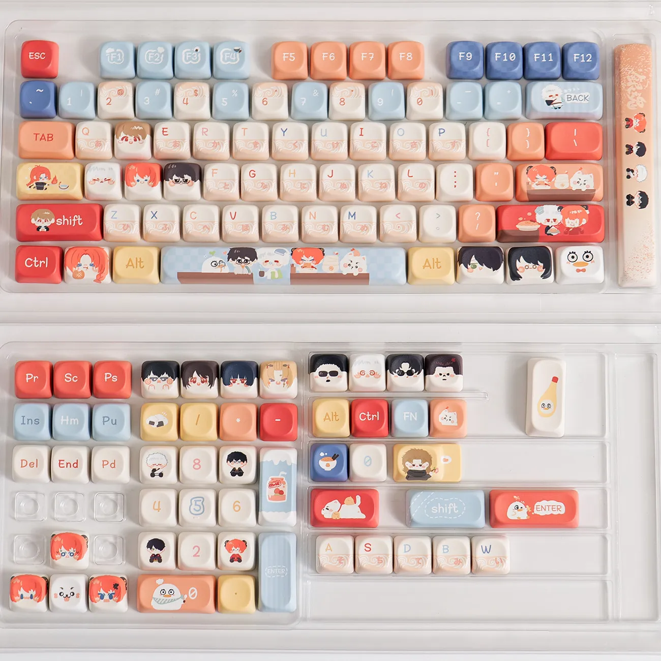 129 Keys Gintama Theme Keycap Cute Hijikata Toushirou ひじかた とうしろう MOA Profile PBT DYE-Sub Keycaps for  Made68 Mad68 Wooting 60